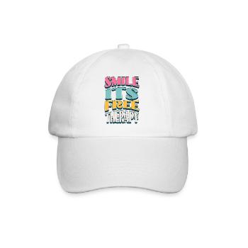 Smile Its Free Therapy – colorful comic font - Baseball Cap - white/white - Front