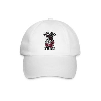 Böse alte Frau - Totenkopf - Rosen - Spruch - Baseballkappe - Weiß/Weiß - Vorne