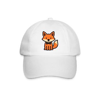 Süßer Fuchs mit Fliege – Niedlicher Cartoon Fuchs - Baseballkappe - Weiß/Weiß - Vorne