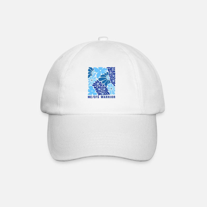 ME CFS Warrior Blumenmuster - Baseballkappe - Weiß/Weiß