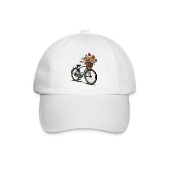 Floral Bicycle Retro Art - Baseball Cap - white/white - Front