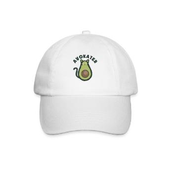 Avokater - Avocado und Katze - Wortspiel - Baseballkappe - Weiß/Weiß - Vorne