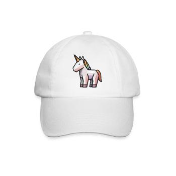 Geometrisches Einhorn – Low Poly Fantasy Tierkunst - Baseballkappe - Weiß/Weiß - Vorne
