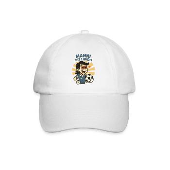 Manni schaut verliebt und hält einen Fußball - Baseballkappe - Weiß/Weiß - Vorne