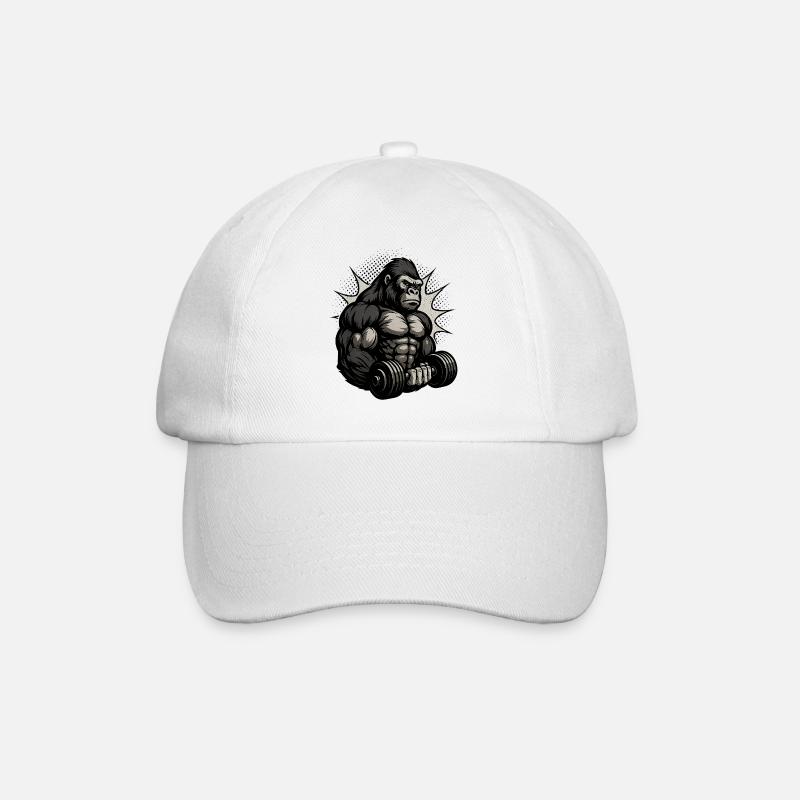 Starker Gorilla Kraftmuster - Baseballkappe - Weiß/Weiß