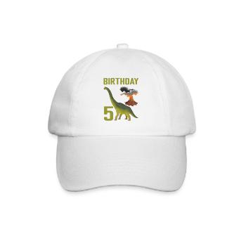 5 Year Old Birthday Boy Dino Volcano - 5th - Baseball Cap - white/white - Front