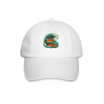 Cartoon Surfer Tier Fossil Urzeit Amphibie Wasser - Baseballkappe - Weiß/Weiß - Vorne