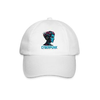Cyberpunk Women Portrait with Neon Colors - Baseball Cap - white/white - Front