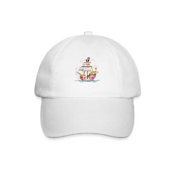 Imaginative pirate ship on the high seas with - Baseball Cap - white/white - Front