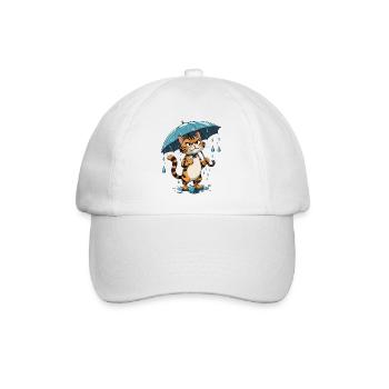 Kitten with umbrella in the rain - Baseball Cap - white/white - Front