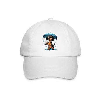 Teckel mignon avec parapluie - Casquette classique - blanc/blanc - Devant