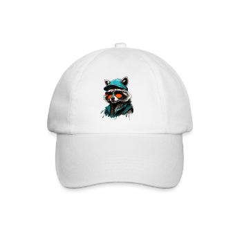 Cool raccoon with sunglasses and cap - Baseball Cap - white/white - Front