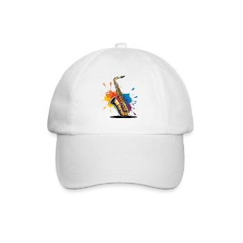 Expressionistische Saxophon Kunstdruck - Baseballkappe - Weiß/Weiß - Vorne