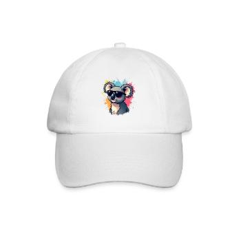 Cool Koala mit Sonnenbrille und Farbexplosion - Baseballkappe - Weiß/Weiß - Vorne