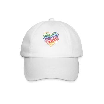 Regenbogen Leopard Herz Design - Baseballkappe - Weiß/Weiß - Vorne