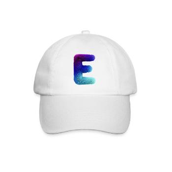 Buchstabe E Fell-Effekt | Farbverlauf Purpur Blau  - Baseballkappe - Weiß/Weiß - Vorne