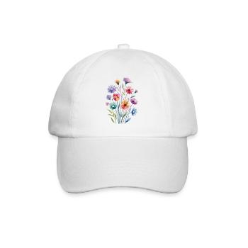 Bouquet de fleurs à l'aquarelle aux couleurs pastel - Casquette classique - blanc/blanc - Devant