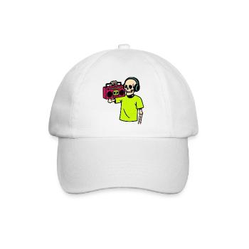 Neon Skelett mit Boombox – Retro Hip-Hop Vibes - Baseballkappe - Weiß/Weiß - Vorne