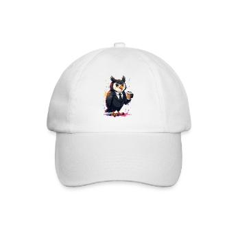 Elegant owl print in business style and coffee - Baseball Cap - white/white - Front