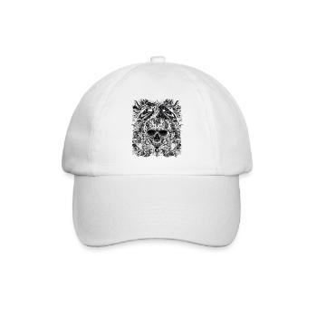 Dark Tribal Skull with Mystical Elements - Baseball Cap - white/white - Front