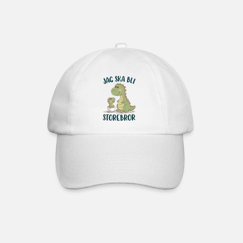 Großer Bruder, ich werde ein großer Bruder - Dinosaurier - Baseballkappe - Weiß/Weiß