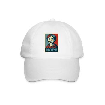 a girl and a  humorous NOPE poster message - Baseball Cap - white/white - Front