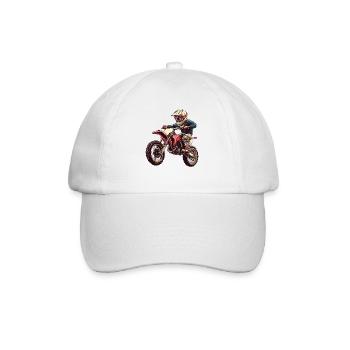 Abenteuerlicher Kinder-Motorradfahrer, Motocross - Baseballkappe - Weiß/Weiß - Vorne