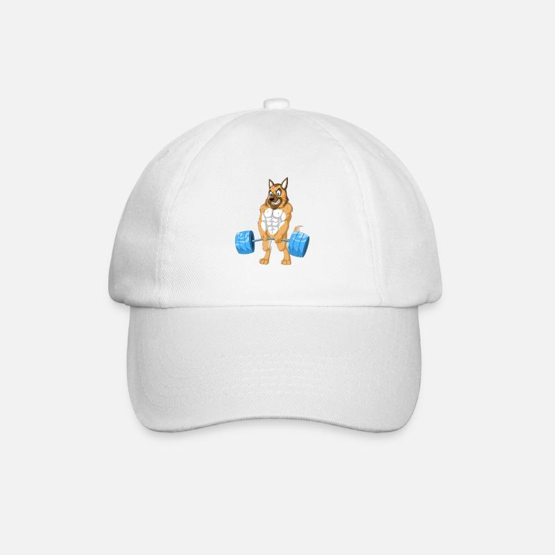 German Shepherd Weightlifting - Baseball Cap - white/white