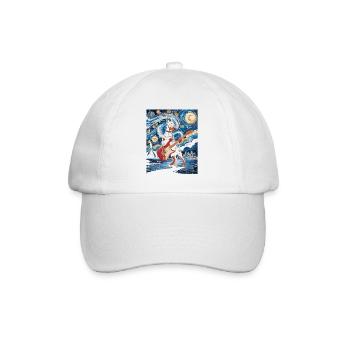 Teckel avec guitare électrique dans le ciel étoilé - Casquette classique - blanc/blanc - Devant