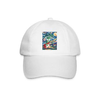 Broccoli with guitar in the starry sky - Baseball Cap - white/white - Front