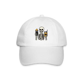 Festive Skeleton with Halloween Drinks - Baseball Cap - white/white - Front