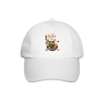 Adorable Cat Connoisseur Noodle Bowl - Baseball Cap - white/white - Front