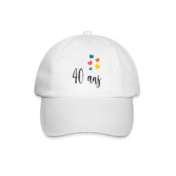 40. 40 ANS. 40e ANNIVERSAIRE. ANNIVERSAIRE 40 ANS. - Casquette classique - blanc/blanc - Devant