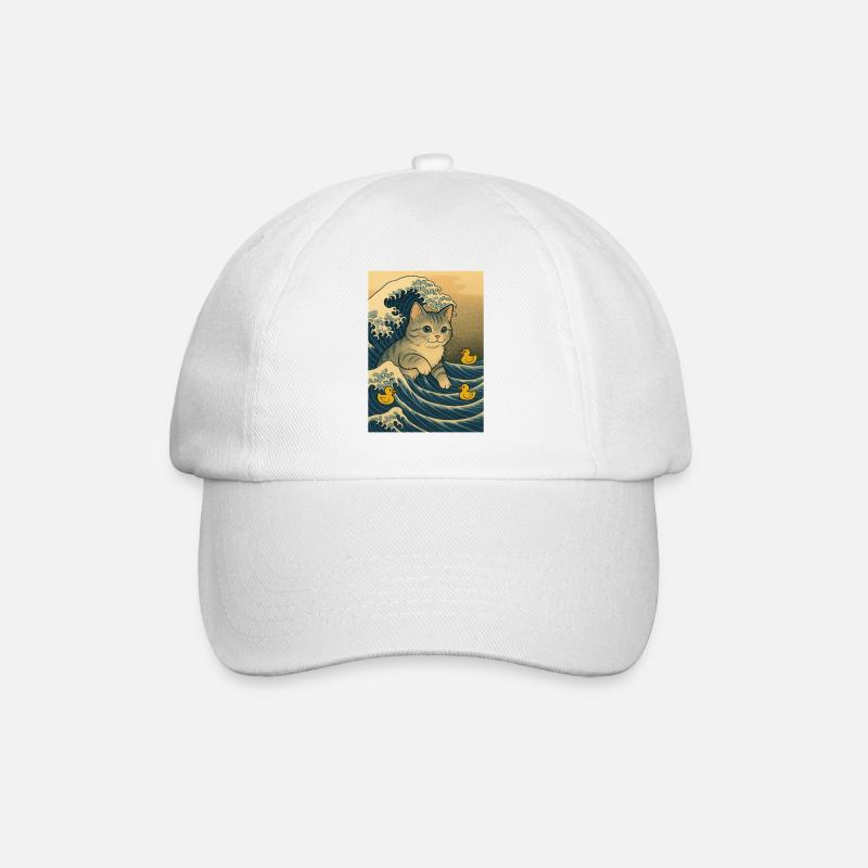 Chats dans la mer de vagues avec des canards - Casquette classique - blanc/blanc