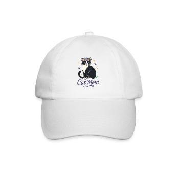 Cat Mom Floral cat love for cat moms - Baseball Cap - white/white - Front