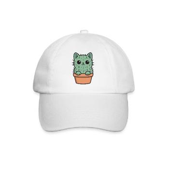 Cute Cactus Kitten Design - Baseball Cap - white/white - Front