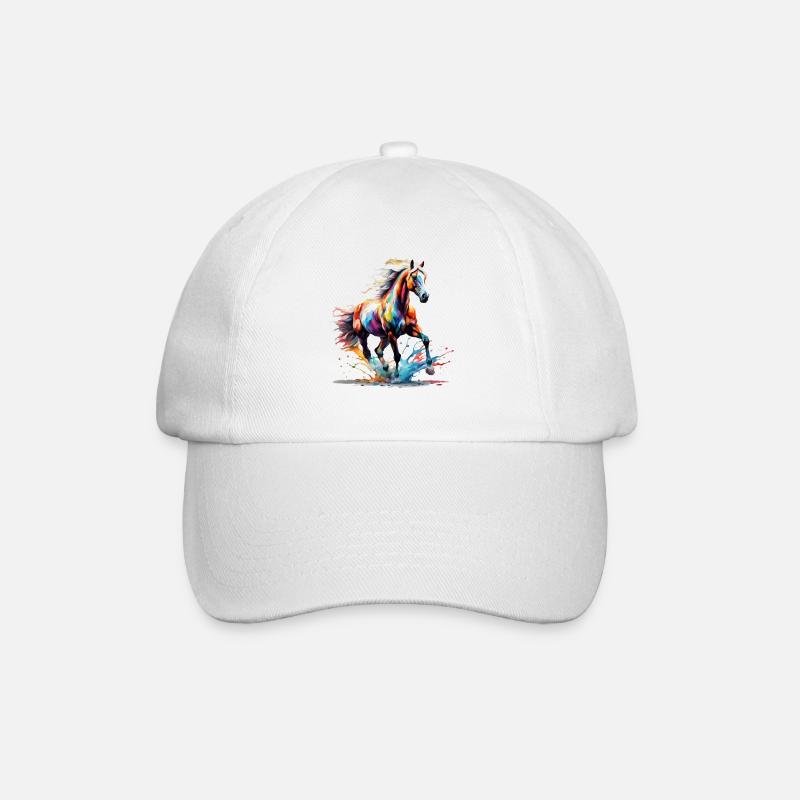 Buntes Haflinger Pferd Kunst Design - Baseballkappe - Weiß/Weiß