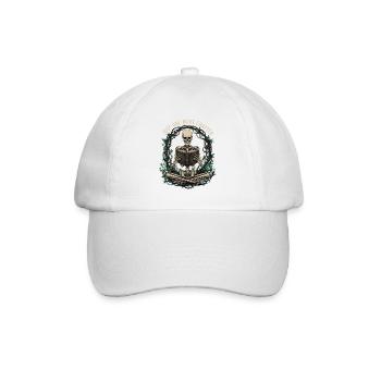 Skeletor reads book with nature motifs - Baseball Cap - white/white - Front
