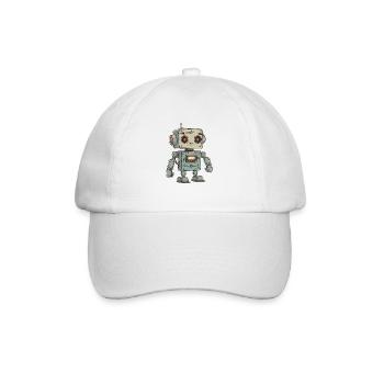 Retro Robot Illustration for Tech Enthusiasts - Baseball Cap - white/white - Front