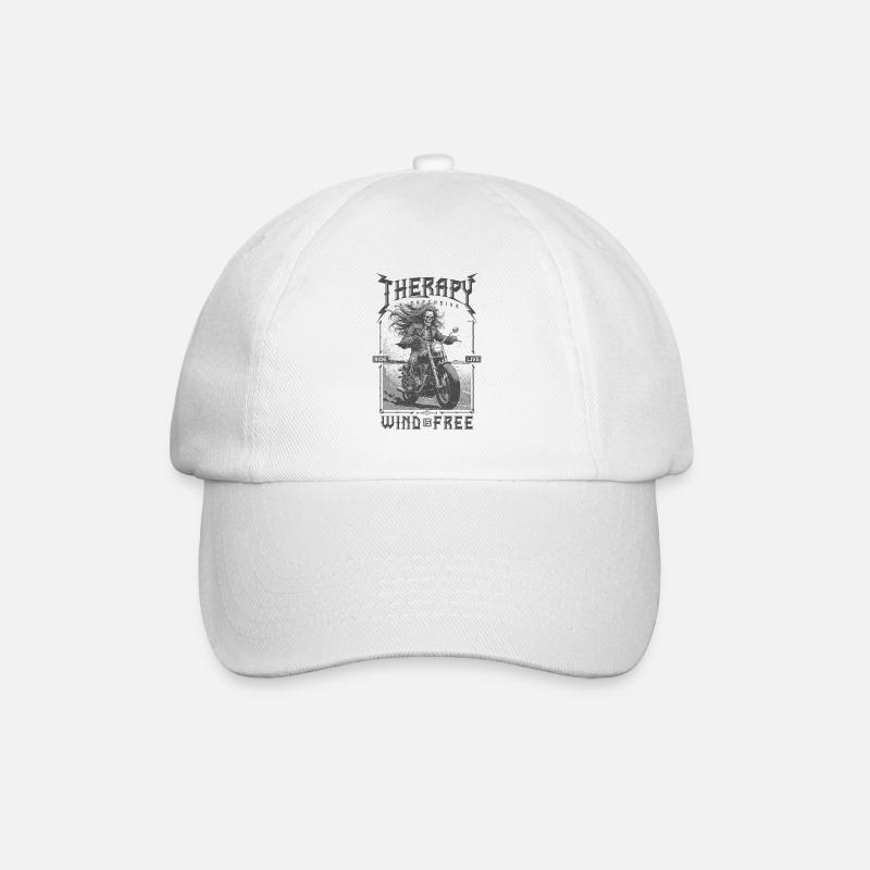 Therapy is Expensive Wind is Free Motorcycle Rider - Baseball Cap - white/white