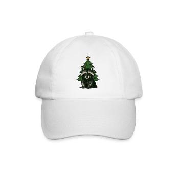 Christmas raccoon in front of Christmas tree - Baseball Cap - white/white - Front