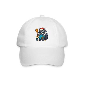 Christmas raccoon baking cookies - Baseball Cap - white/white - Front