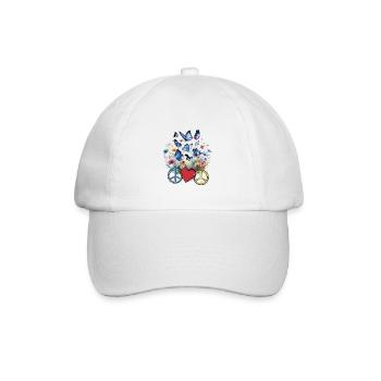 Peace Peacesymbol Herz Blumen - Baseballkappe - Weiß/Weiß - Vorne