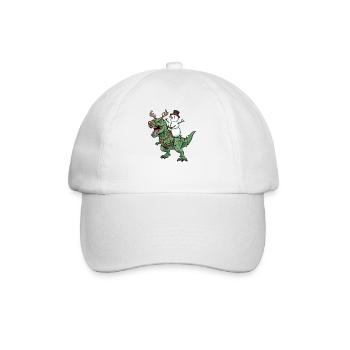 Schneemann reitet T-Rex Lustiger Weihnachtsdinosau - Baseballkappe - Weiß/Weiß - Vorne