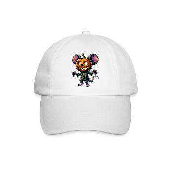 Cute Halloween Pumpkin Mouse Rat Cartoon Hat - Baseball Cap - white/white - Front