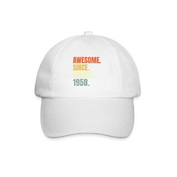 awesome since august 1958 birthday - Baseball Cap - white/white - Front