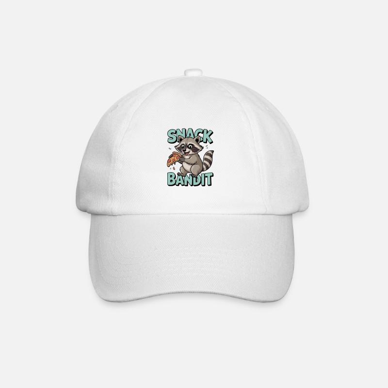 Waschbär Humor – Snack Bandit - Baseballkappe - Weiß/Weiß