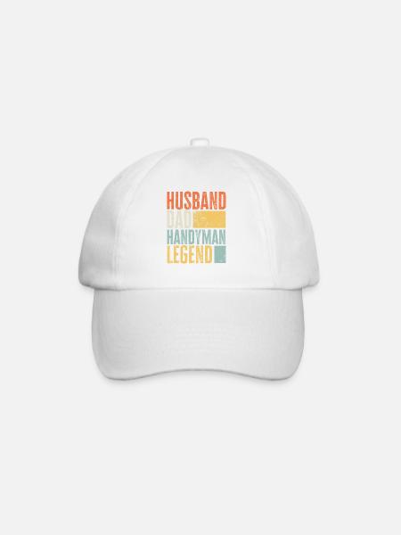 Mąż, Tata, Złota Rączka, Legenda, Retro Rzemieślnik - Czapka z daszkiem - biały/biały