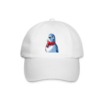 Winter Bird with Red Scarf - Baseball Cap - white/white - Front
