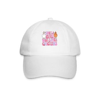 Girl loves chickens - Baseball Cap - white/white - Front